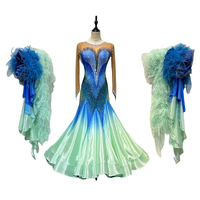B-25001 personnalisé nouvelle compétition robe de danse de salon haute qualité Chrisanne tissu plumes robes de danse de salon à vendre