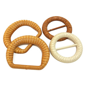 बुना बांस रतन लट Semicircular महिला बेल्ट बकसुआ अंगूठी बकसुआ बेल्ट - Product Image 4