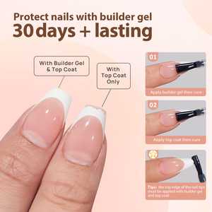 XCOATTIPS Venta al por mayor <span class=keywords><strong>Uñas</strong></span> artificiales Medio Almendra Gel X Puntas de <span class=keywords><strong>uñas</strong></span> <span class=keywords><strong>Blanco</strong></span> Punta francesa Gel suave Calidad de salón Prensa en las <span class=keywords><strong>uñas</strong></span> - Product Image 4