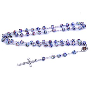 Perles d'argile polymère de prière religieuse, collier de chapelet avec pendentif Crucifix - Product Image 3