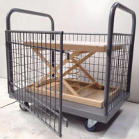 Chariot de stockage à quatre côtés en acier pour entrepôt, conteneur roulant avec roues, capacité de 300 kg, résistant aux intempéries, durable