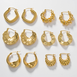 ต่างหูสแตนเลสชุบทอง 18K ดีไซน์ย้อนยุคเหนือกาลเวลา เครื่องประดับแฟชั่น ขายส่ง - Product Image 3