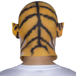 Latex <strong>Tiger</strong> Full Head <strong>Mask</strong> Orange Realistic Striped Texture Spotted Cheeks Sharp Fangs Soft Comfortable Halloween Cosplay Party - Product Image 6