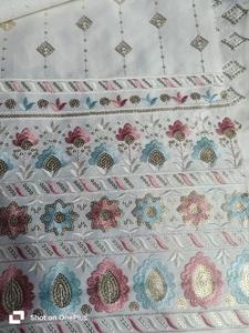 Meilleure qualité de luxe Malai Satin broderie soie/coton tissu pour vêtements traditionnels Salwar costumes mariage Collections de mariée - Product Image 4