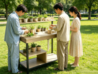 Banc de jardinage portable facile à assembler avec évier pour utilisation en extérieur