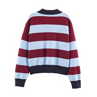 Pull en maille rayé à col polo et col en V pour femme, manches longues, couleur contrastante, vente en gros