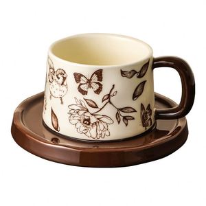 Vintage Flower & Bird Ceramic Coffee <b>Cup</b> and Saucer <b>Set</b> Retro Mug for Home Office Afternoon Tea <b>Cup</b> <b>Set</b> - Product Image 5