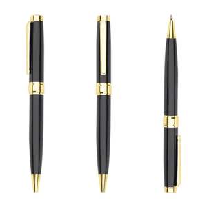 Bolígrafo de Metal Negro con Detalles Dorados, Diseño de Pistola, Personalizable con Logotipo, de Lujo, para Negocios, en Venta - Product Image 1