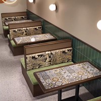Canapé mural combiné pour restaurant à thème d'Asie du Sud-Est, en PVC, personnalisable, avec table et chaises de salle à manger, usage commercial