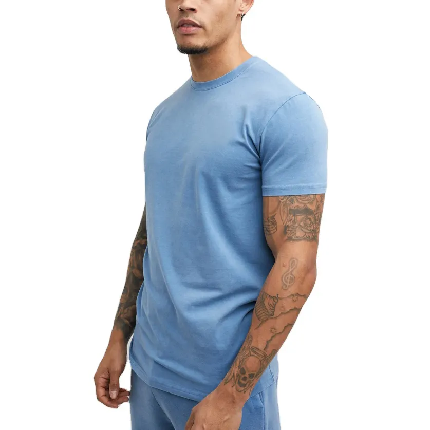 الجملة عالية الجودة السببية fitnesswear منحني أسفل t قميص مخصص طباعة رياضة القطن رجل البسطاء تي شيرت