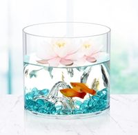 Vase à large bouche de cylindre de fleur en plastique transparent 6*6 pouces ouverture maison fête de mariage centres de table décoratifs pas présentoirs en verre
