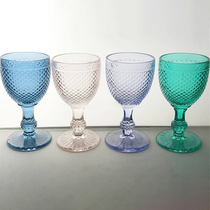 Ensemble de gobelets en verre coloré <span class=keywords><strong>à</strong></span> motif diamant vintage, style européen, <span class=keywords><strong>verres</strong></span> <span class=keywords><strong>à</strong></span> <span class=keywords><strong>vin</strong></span> <span class=keywords><strong>à</strong></span> pied court, capacité 301-400 ml, 6-10 pièces - Product Image 3