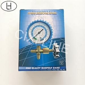 เกจวัดความดันพร้อมวาล์วท่อร่วม R32 R410A R22เครื่องทำความเย็นทองเหลือง R134a เดียว HVAC - Product Image 6