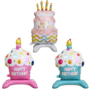 Birthday Cake Shape Standing Outdoor <b>Decoration</b> for Event Ornament Kids Baby Shower Party Supplies Foil <b>Balloon</b> - Product Image 1