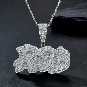 <span class=keywords><strong>Collana</strong></span> <span class=keywords><strong>con</strong></span> Ciondolo Personalizzato Hip Hop <span class=keywords><strong>con</strong></span> Lettera VVS Moissanite, <span class=keywords><strong>in</strong></span> <span class=keywords><strong>Argento</strong></span> <span class=keywords><strong>925</strong></span> Placcato Platino, Stile Iced Out Cuban Link, Gioielleria Fine - Product Image 5