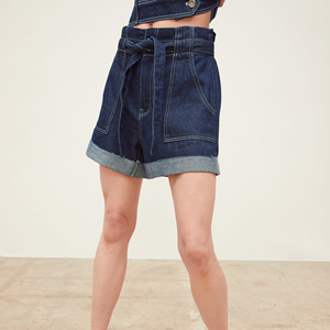 Haute qualité casual ceinture dame <span class=keywords><strong>jean</strong></span> <span class=keywords><strong>court</strong></span> bleu foncé <span class=keywords><strong>short</strong></span> <span class=keywords><strong>en</strong></span> <span class=keywords><strong>jean</strong></span> pour les femmes - Product Image 4