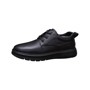 Bottes d'hiver pour hommes en cuir véritable, bout rond, doublure en fourrure, semelle extérieure en caoutchouc, semelle intermédiaire en EVA, chaussures chaudes et confortables - Product Image 4