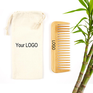 Set di <span class=keywords><strong>Pettini</strong></span> in Legno di Bambù OEM&ODM <span class=keywords><strong>a</strong></span> <span class=keywords><strong>Denti</strong></span> <span class=keywords><strong>Larghi</strong></span> Senza Manico Antistatico per Capelli Lunghi e Barba - Product Image 1