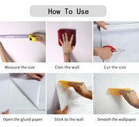 Rouleau de papier peint noir en pvc 3d imperméable auto-adhésif blanc personnalisé