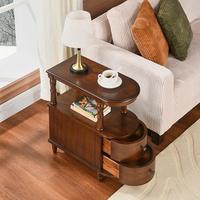 Table basse en bois massif de style français YueChun pour petits salons, table basse à plusieurs niveaux avec compartiments de rangement