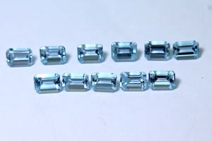 Ensemble de 10 pierres précieuses aigue-marine bleue naturelle 11.20 carats octogone à facettes 7x5mm pour la fabrication de bijoux - Product Image 4