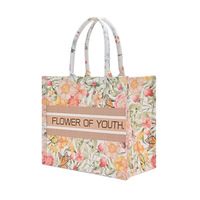 Sac fourre-tout en toile grande capacité, motifs floraux et papillons, multi-poches, style frais et doux, cadeau idéal pour la vie quotidienne des femmes