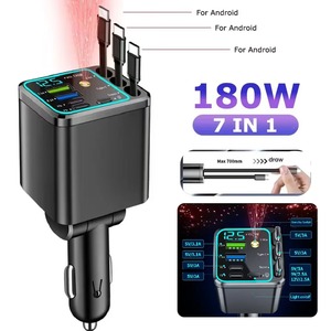 อะแดปเตอร์ชาร์จในรถยนต์ 180W 7 in 1 ช่องเสียบ USB Type C USB PD Super C พอร์ตคู่ ชาร์จเร็ว พกพาสะดวก สำหรับ Android - Product Image 1