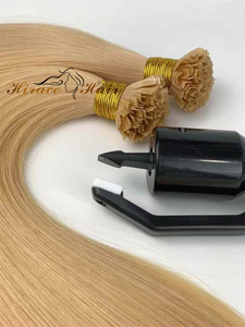 Extensiones de cabello Remy humano Real 100%, cabello de queratina con punta <span class=keywords><strong>en</strong></span> <span class=keywords><strong>V</strong></span> <span class=keywords><strong>en</strong></span> Color rubio claro, cabello virgen crudo a la moda - Product Image 4