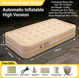 Materasso Gonfiabile Rapido in PVC Morbido con Pompa Integrata e Cuscino, Pieghevole, Portatile, Design Moderno per Campeggio, Esterni, Camera da Letto, Parco - Product Image 1