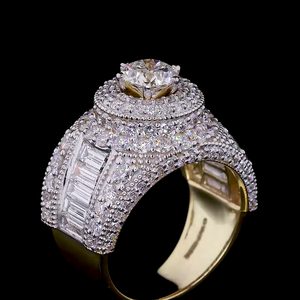 Bague de luxe Cluster-Or blanc 14K/18K, diamant cultivé en laboratoire, bague, pavé moderne, unisexe. - Product Image 3