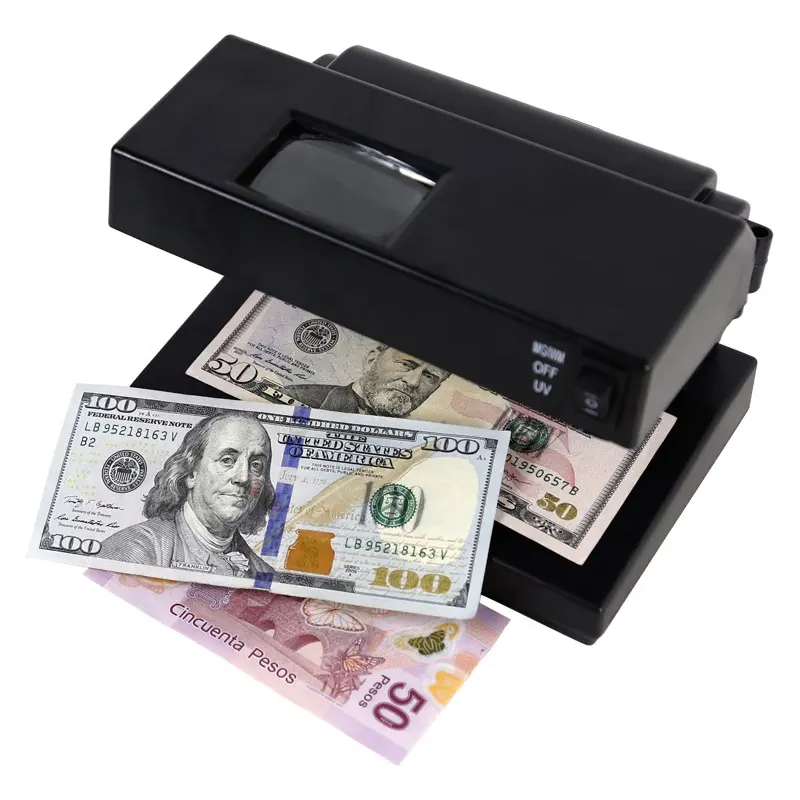 Detector de dinheiro com luz UV portátil DC-2138, máquina detectora de notas falsas, detector de plástico para dólares, bilhetes falsos