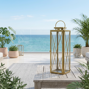 Fabricants de lanternes à bougies en acier inoxydable doré pour la décoration d'éclairage domestique et de patio - Product Image 4