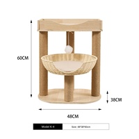 Arbre à chat en bois compact avec griffoir et maisonnette intégrés, design capsule spatiale, ne prend pas de place