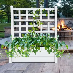 <span class=keywords><strong>Jardinière</strong></span> en plastique PVC blanc, treillis <span class=keywords><strong>pour</strong></span> plantes grimpantes - Product Image 4