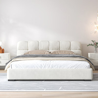 Cadre de lit en bois moderne, meubles intelligents, lits king-size, plateforme en tissu, vente en gros, pas cher, luxe, cuir luxueux, pin