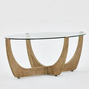 Японский стиль дубовый деревянный журнальный столик с закаленным стеклом современный дизайн для гостиной мебель