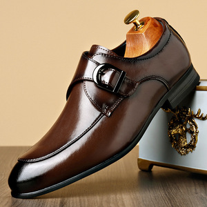 Chaussures habillées en cuir pour hommes à boucle monacale, bout pointu, pour mariage, affaires, formelles, toutes saisons - Product Image 1