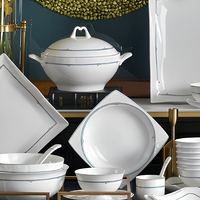 Service de vaisselle de luxe contemporain en porcelaine fine blanche, non toxique, pour café royal, 6 pièces, durable