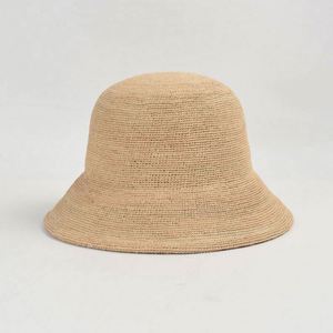 Simple Casual Fine Hand Hook Raffia Straw Bucket Hat Women Summer Sun Shade <b>Sunscreen</b> Outdoor Sun Bucket Hat Straw Hat - Product Image 3