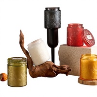 Bougie parfumée en verre gaufré 5 couleurs avec couvercle en verre, décoration d'intérieur, vente en gros, fournisseur OEM ODM, marque privée