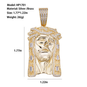 Liontin Yesus mewah berlapis emas mawar besar Gotik detail perhiasan pesta Pria Wanita harga grosir Hip Hop - Product Image 4