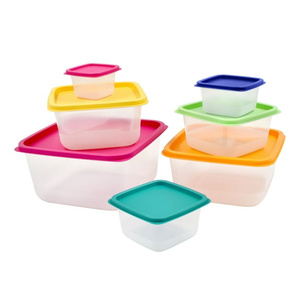 Ensemble de 14 contenants alimentaires en plastique Db avec couvercles colorés emboîtables, sans BPA, empilables, carrés, pour la cuisine - Product Image 4