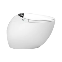 WC intelligent rond avec capteur au sol, siège de toilette intelligent intégré, chasse d'eau automatique, double chasse, fixation au sol, séchage à air chaud