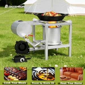 Poêle à combustion d'huile usagée écologique avec souffleur - Chauffage/cuisinière multi-combustible portable pour garage/atelier/usage extérieur - Product Image 1