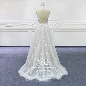 Moderno Vestido de Novia Estilo Princesa de Poliéster con Encaje y Tul con Apliques para <span class=keywords><strong>Boda</strong></span> <span class=keywords><strong>Civil</strong></span> - Product Image 3