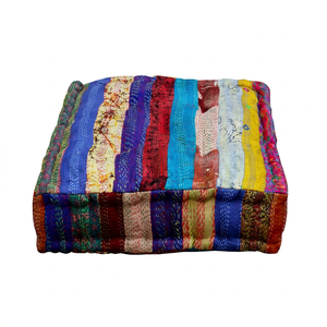 เบาะรองนั่งพื้นKanthaลายผ้าไหมเย็บปะติดปะต่อกันเบาะชั้นขายส่ง - Product Image 1
