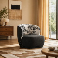 Fauteuil vintage de style français du milieu du siècle, design sans accoudoirs, revêtement en tissu, coussin en mousse haute densité et résiliente, pour salon