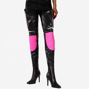 Colorful Mixed Color Women's Over Knee Boots Slim High <b>Heels</b> Side Zipper Pointed Shoes Lady Large Size 44 Thigh High Booties - Product Image 2