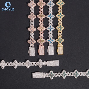 Pulseras de Moissanita en Oferta, Plata de Ley 925, Chapadas en Oro Rosa, Forma de Flor, Joyería de Lujo Unisex para Fiestas - Product Image 3