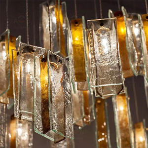 Lustre personnalisé moderne pour villa, hôtel, restaurant, en verre, briques transparentes, lustre pour escalier - Product Image 5